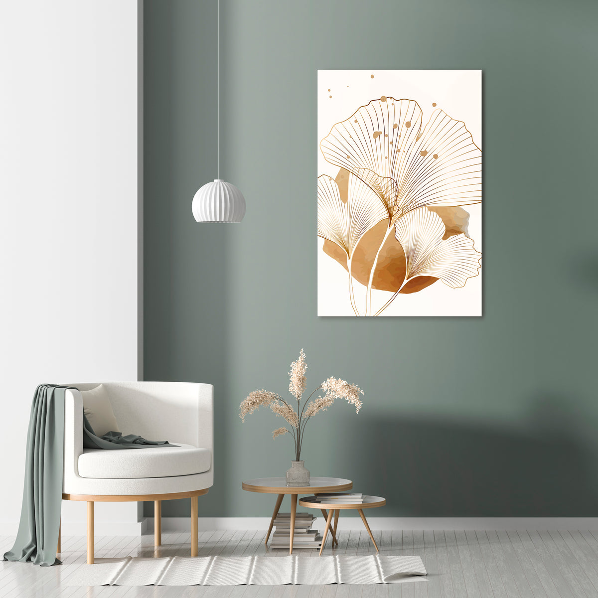GOLDEN GINKGO DREAMS Cuadro en lienzo vertical