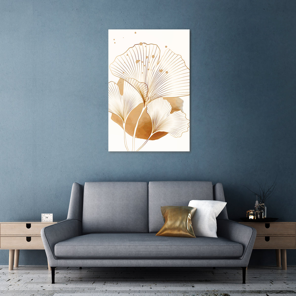 GOLDEN GINKGO DREAMS Cuadro en lienzo vertical