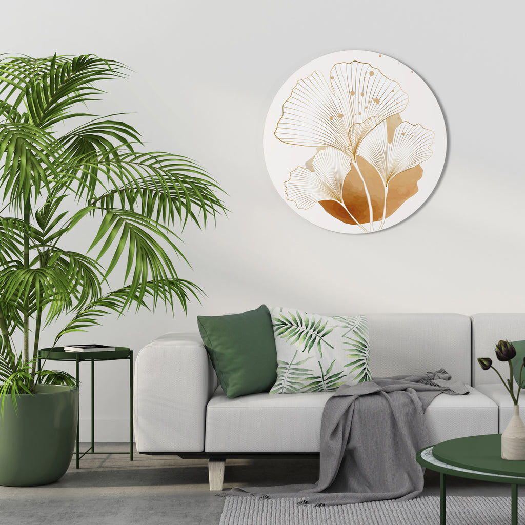 GOLDEN GINKGO DREAMS Round Wall Art