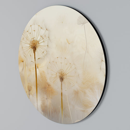 DREAMY DANDELION FIELDS Arte de pared redondo