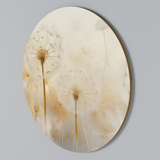 DREAMY DANDELION FIELDS Arte de pared redondo