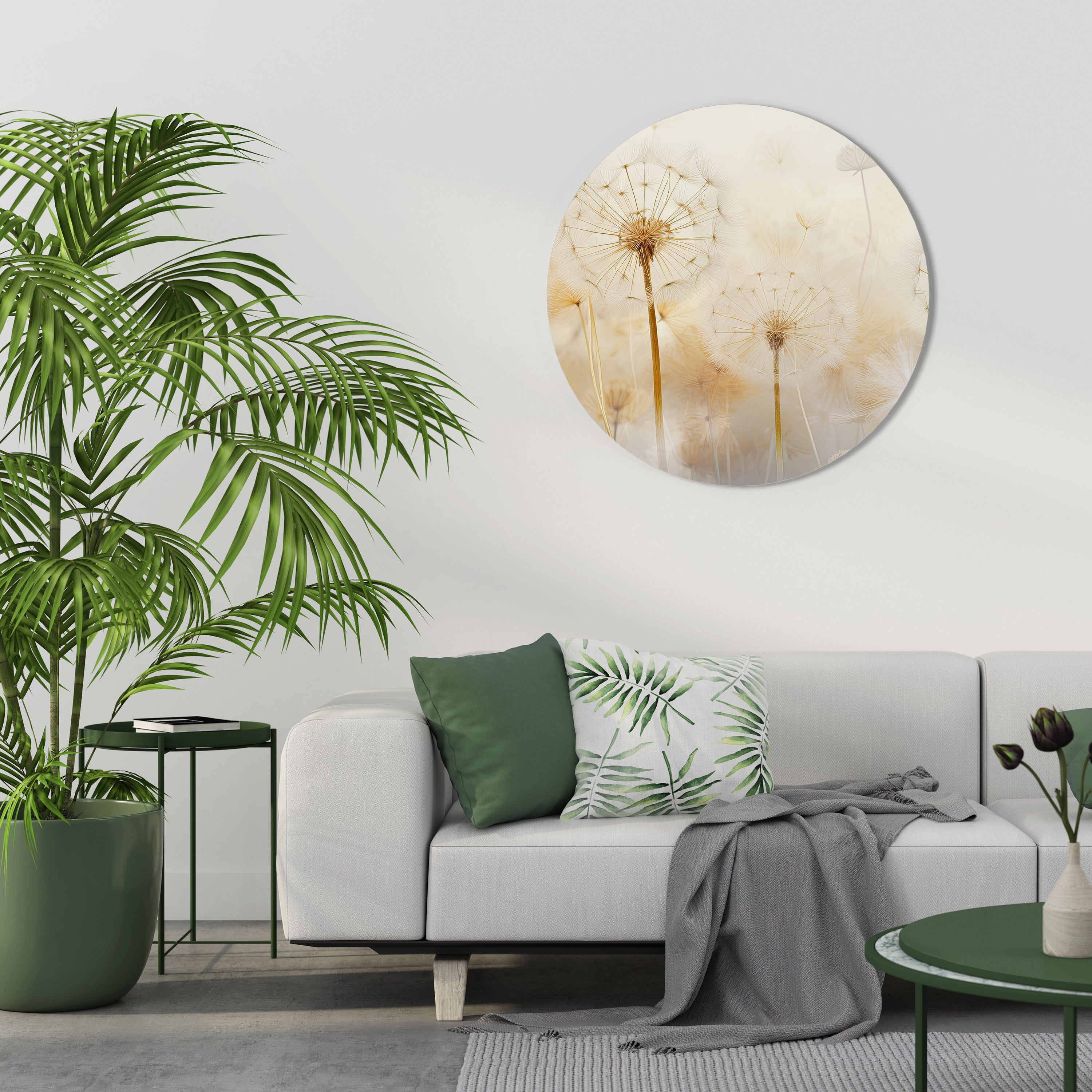 DREAMY DANDELION FIELDS Round Wall Art