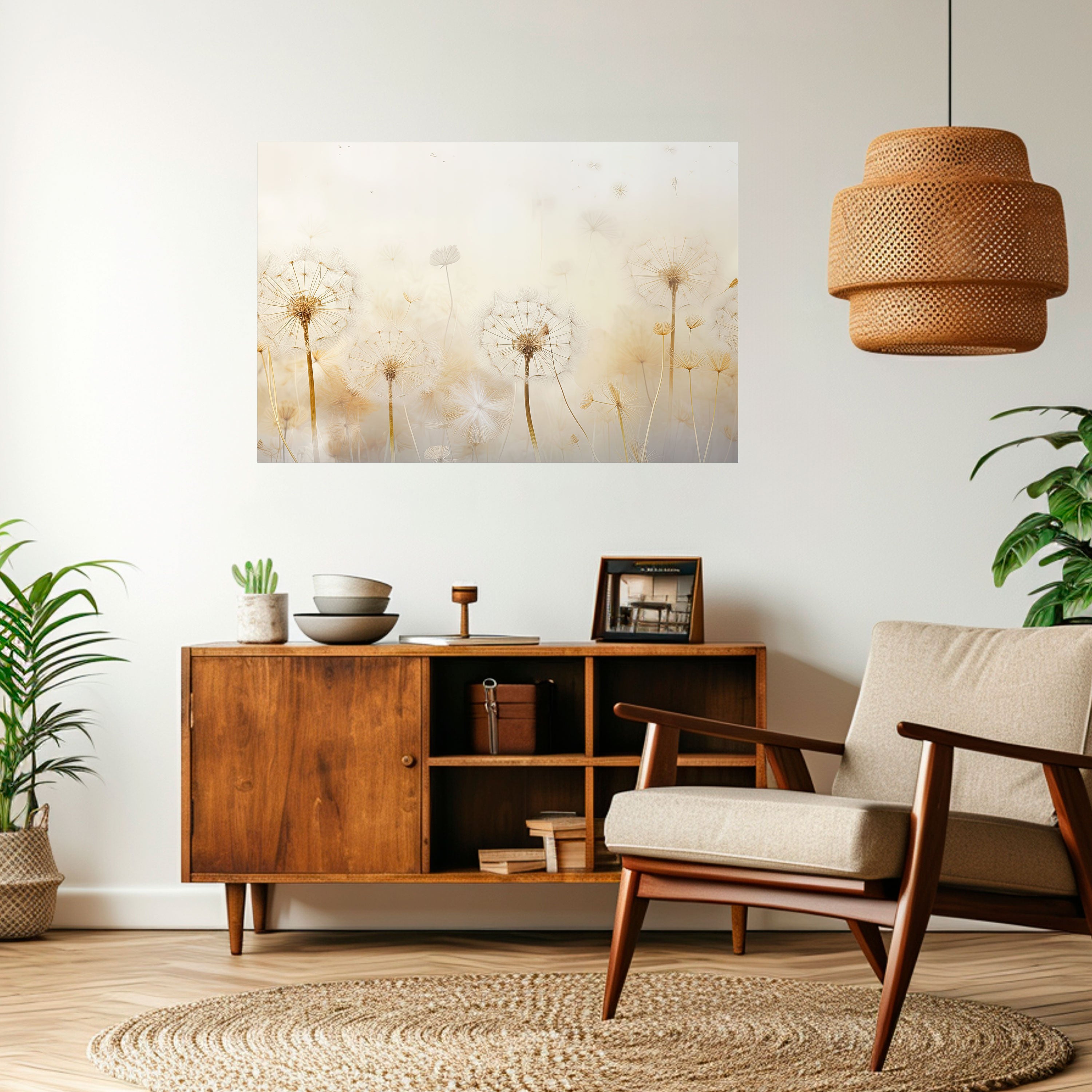 Póster horizontal autoadhesivo CAMPOS DE DIENTE DE LEÓN DE ENSUEÑO