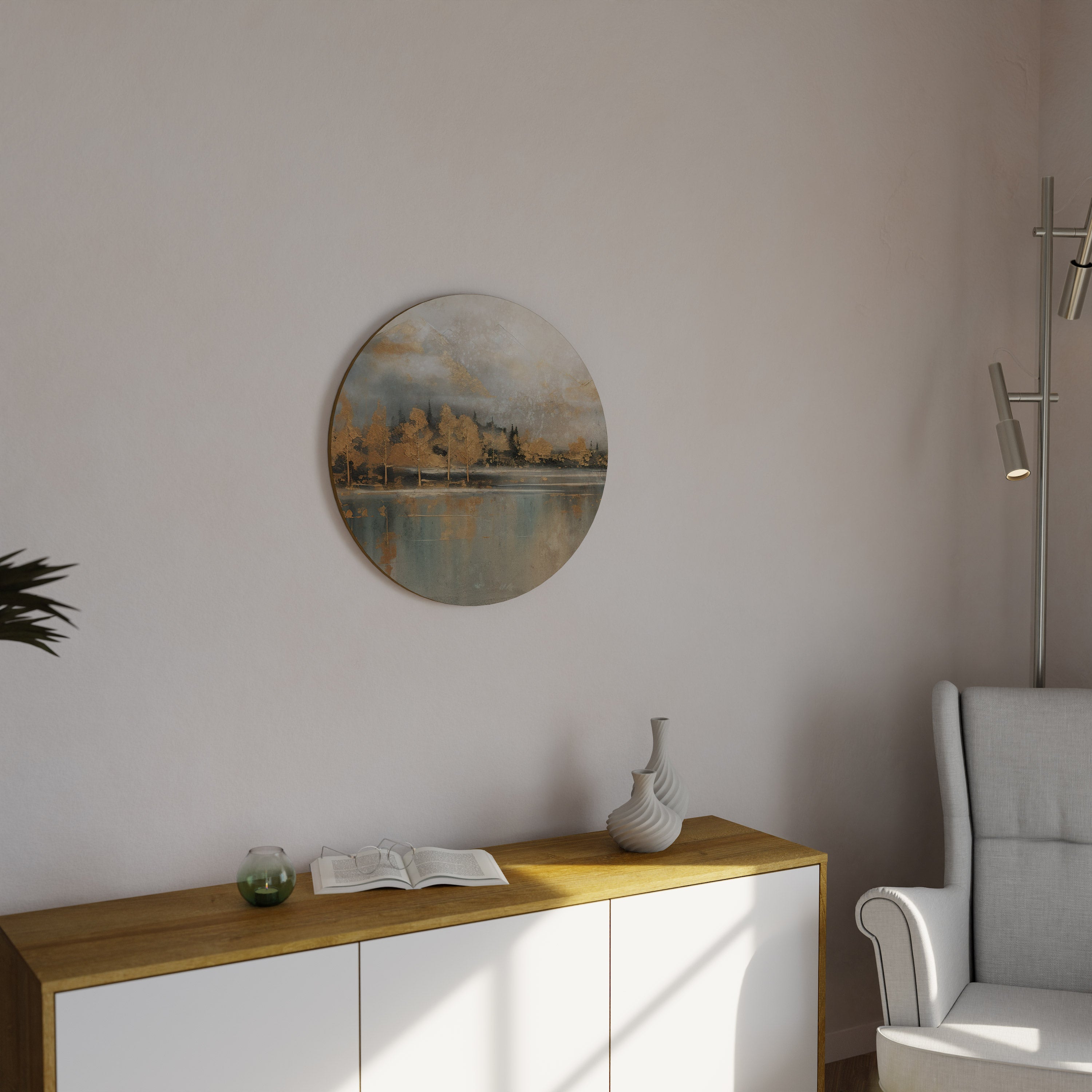 ECHOES OF GOLDEN DAWN Round Wall Art