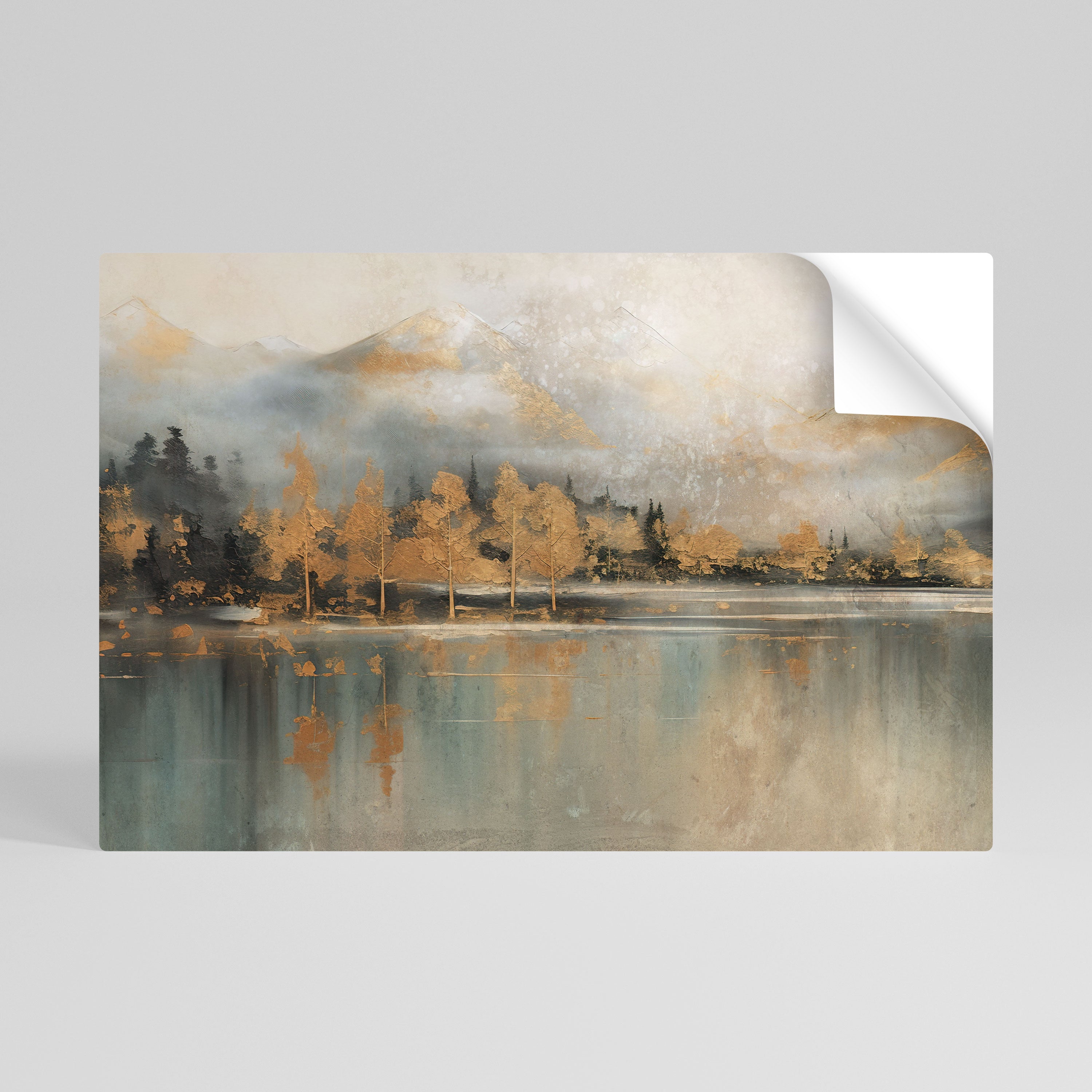 ECOS DEL AMANECER DORADO Póster horizontal autoadhesivo