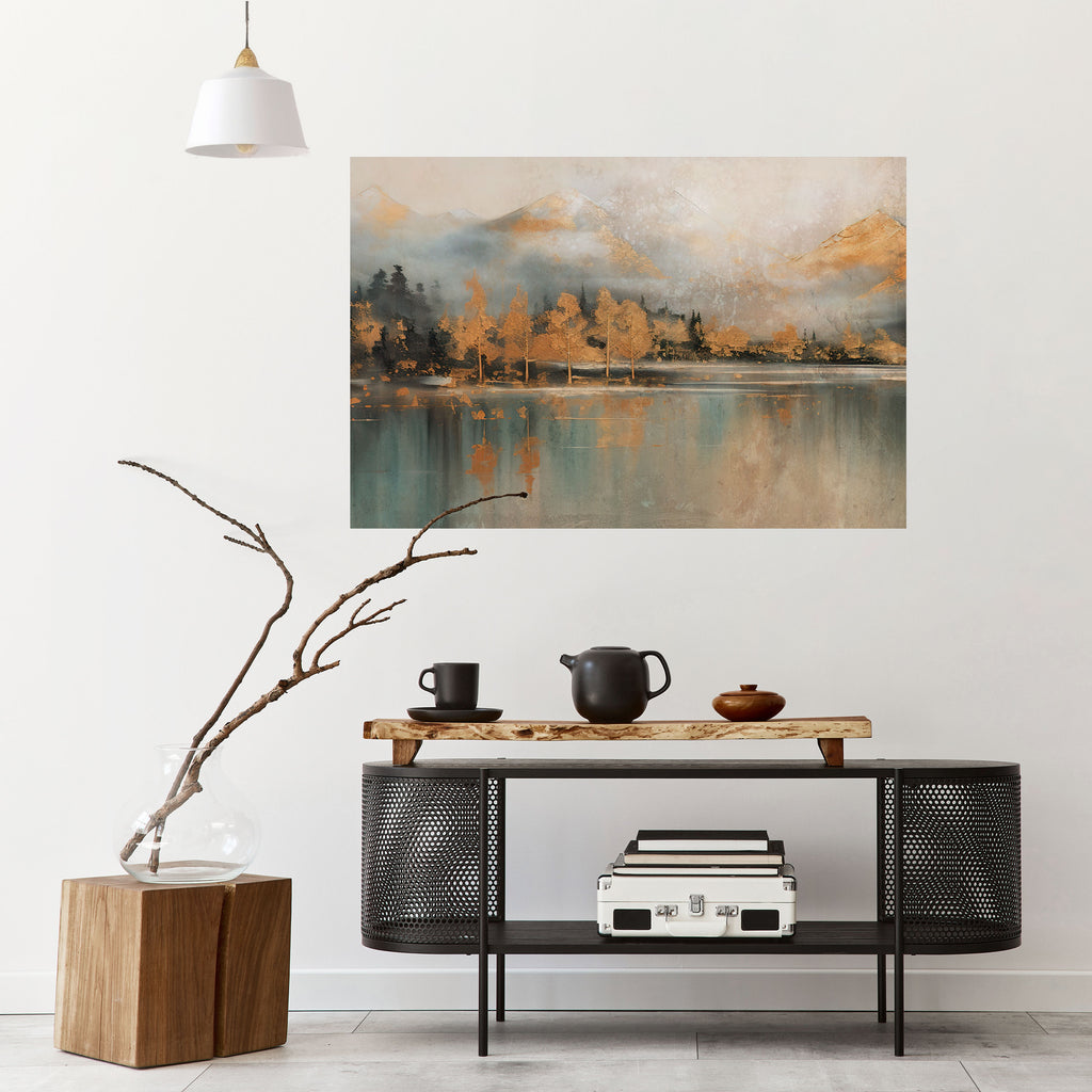 ECOS DEL AMANECER DORADO Póster horizontal autoadhesivo