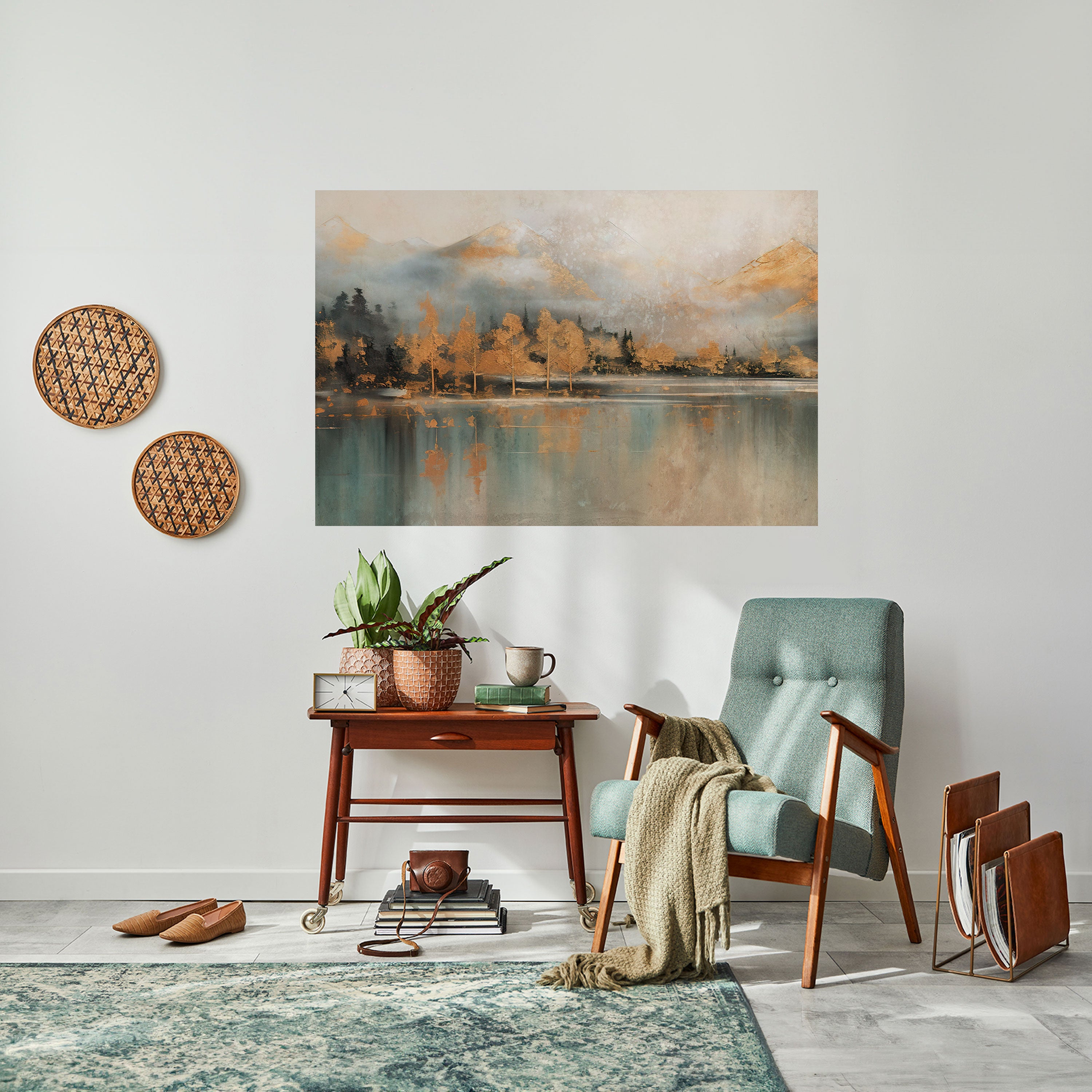 ECOS DEL AMANECER DORADO Póster horizontal autoadhesivo