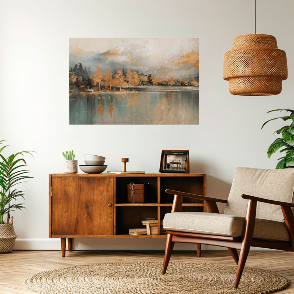 ECOS DEL AMANECER DORADO Póster horizontal autoadhesivo