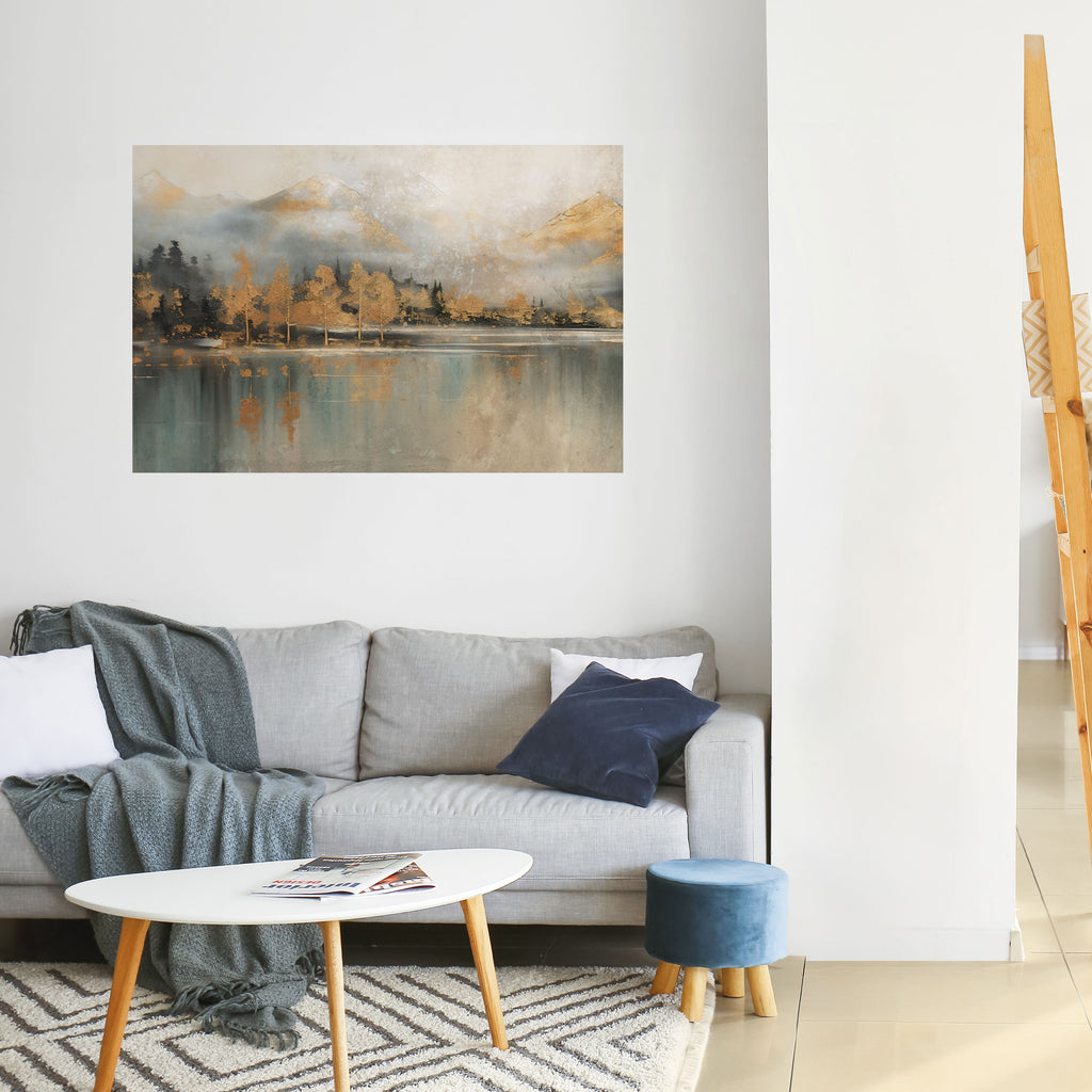 ECOS DEL AMANECER DORADO Póster horizontal autoadhesivo