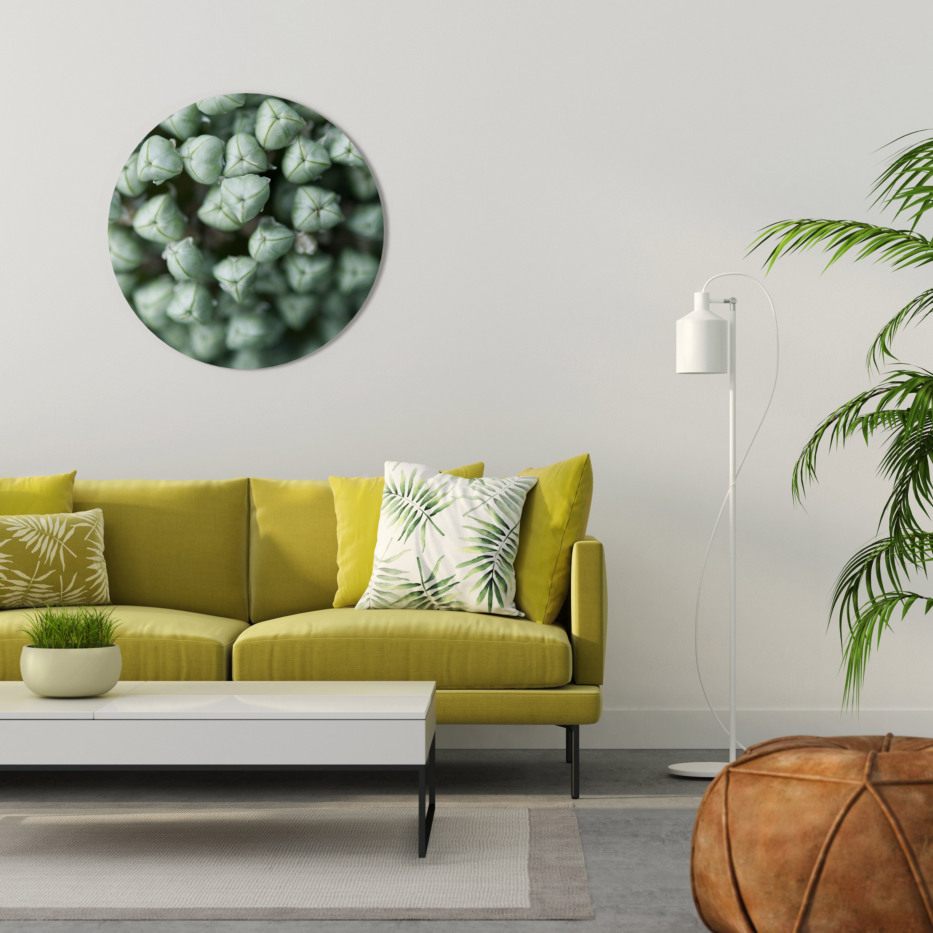 TEXTURED GREEN TIDBITS Round Wall Art
