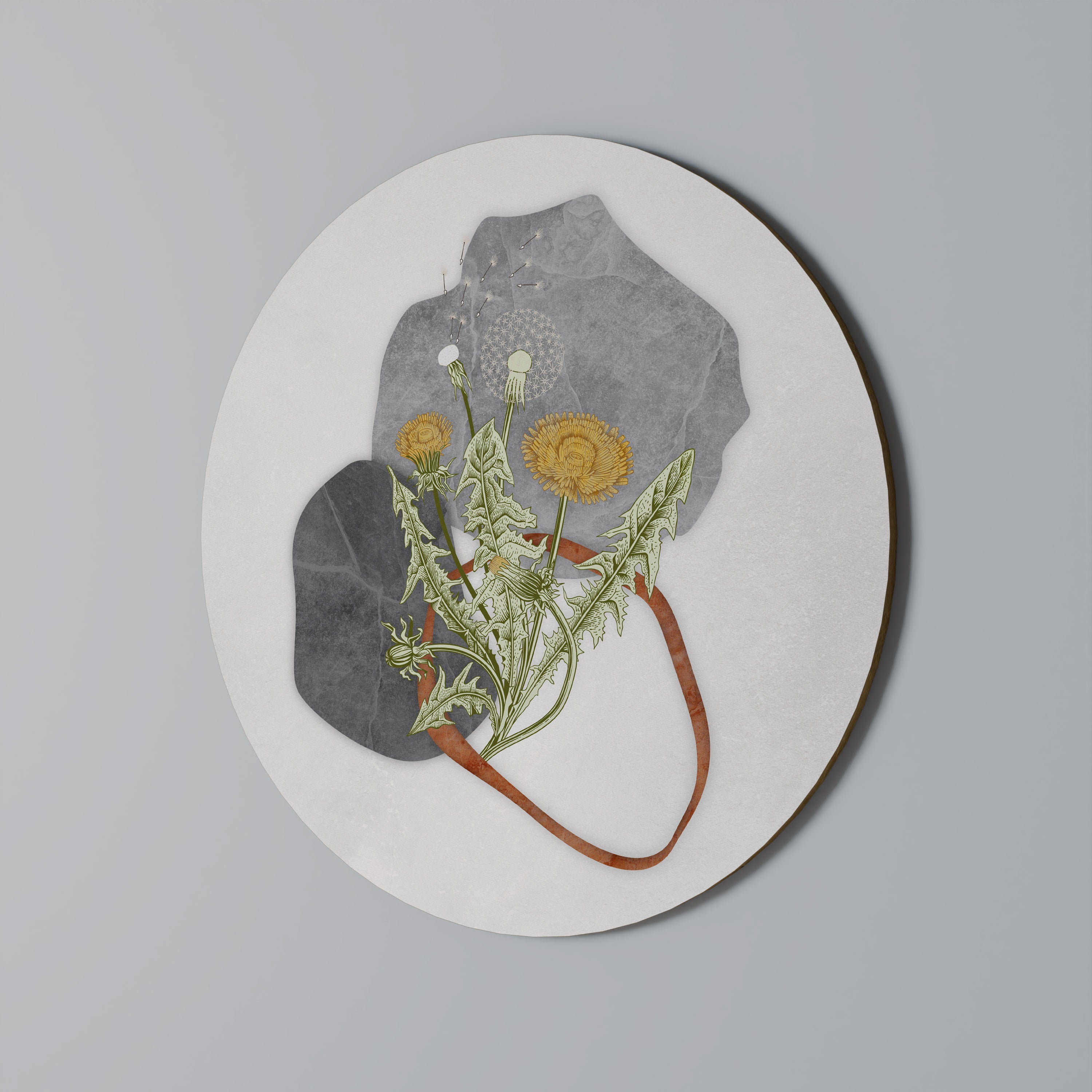 DANDELION RING Round Wall Art
