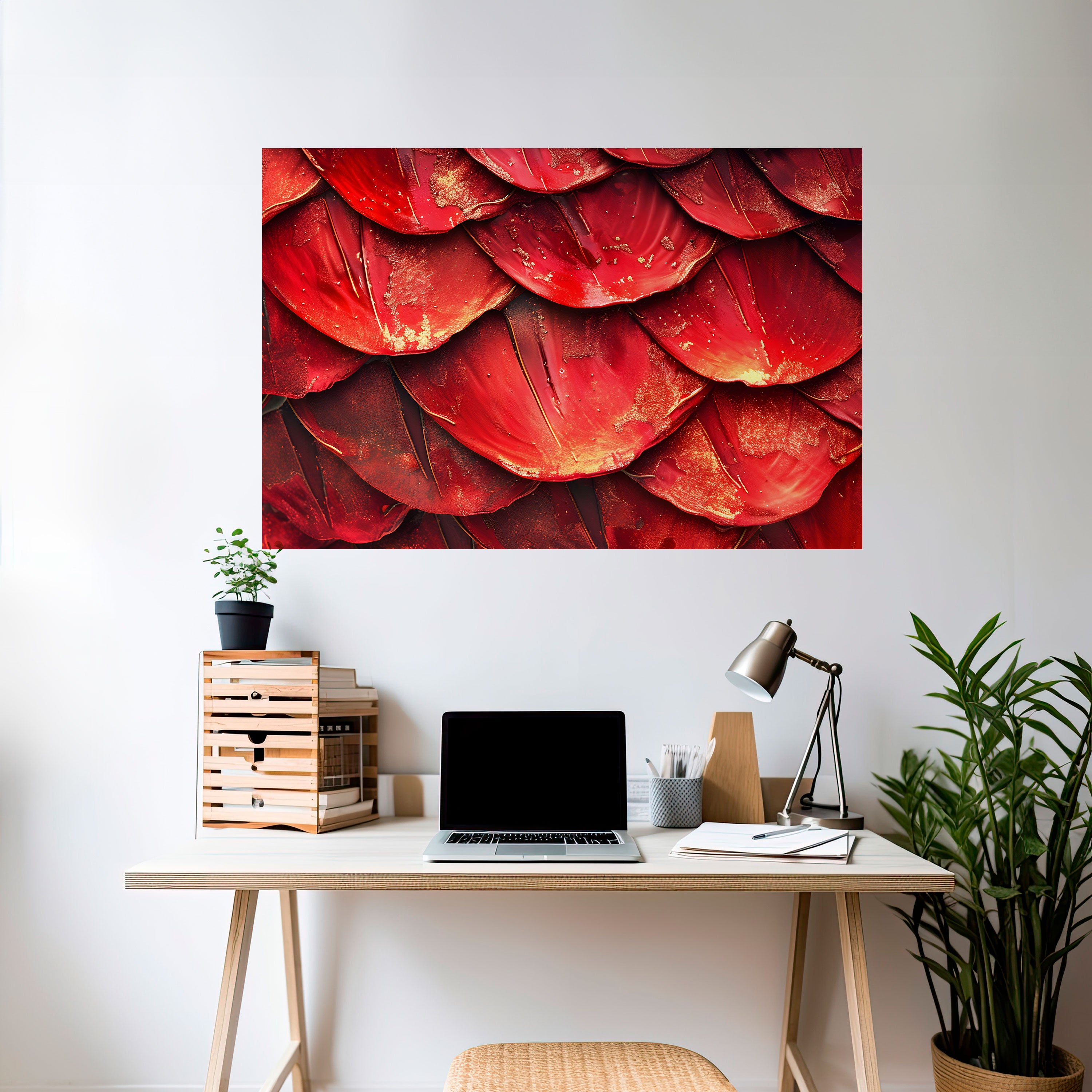 Póster horizontal autoadhesivo "BAILE DE PÉTALOS DE RUBÍ"