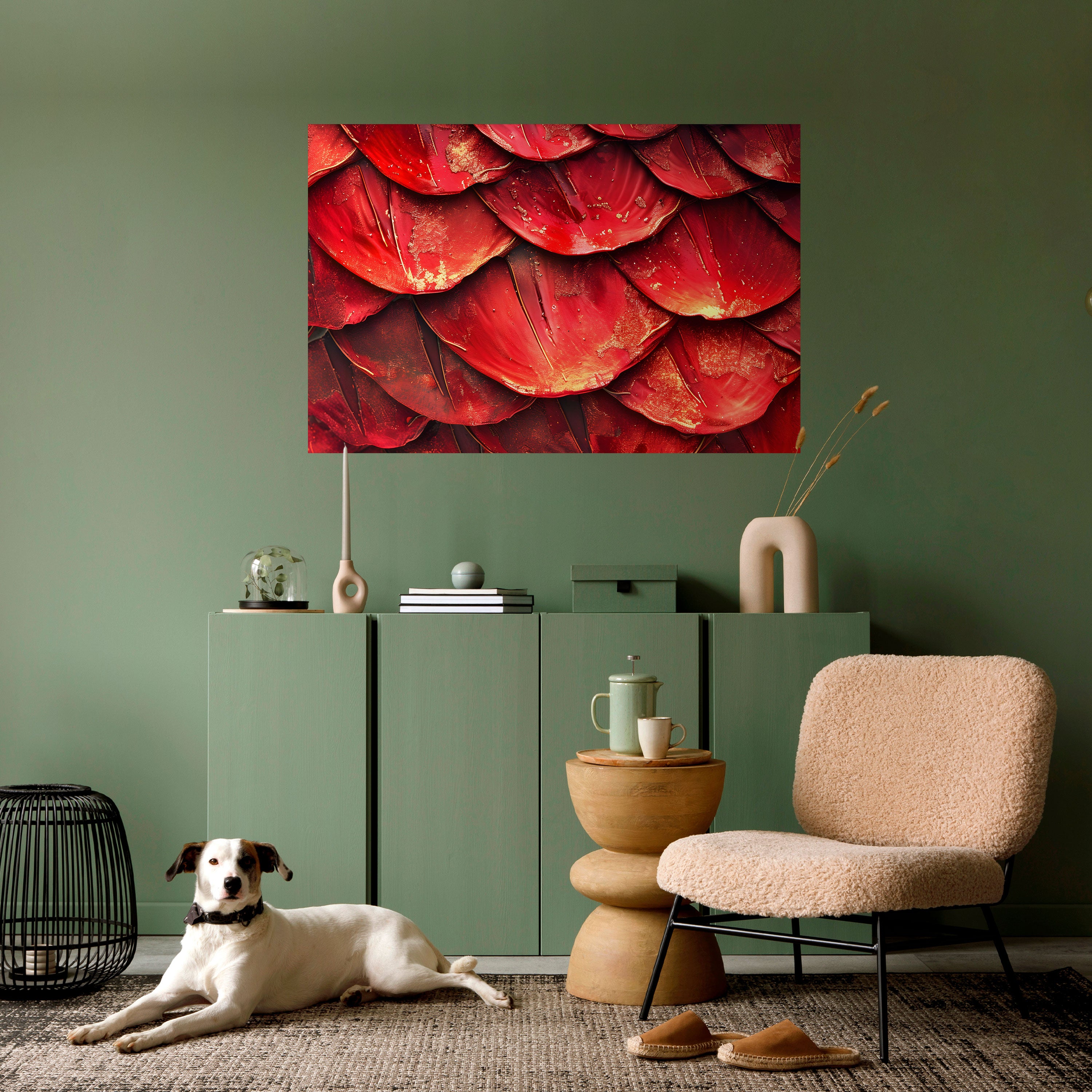 Póster horizontal autoadhesivo "BAILE DE PÉTALOS DE RUBÍ"