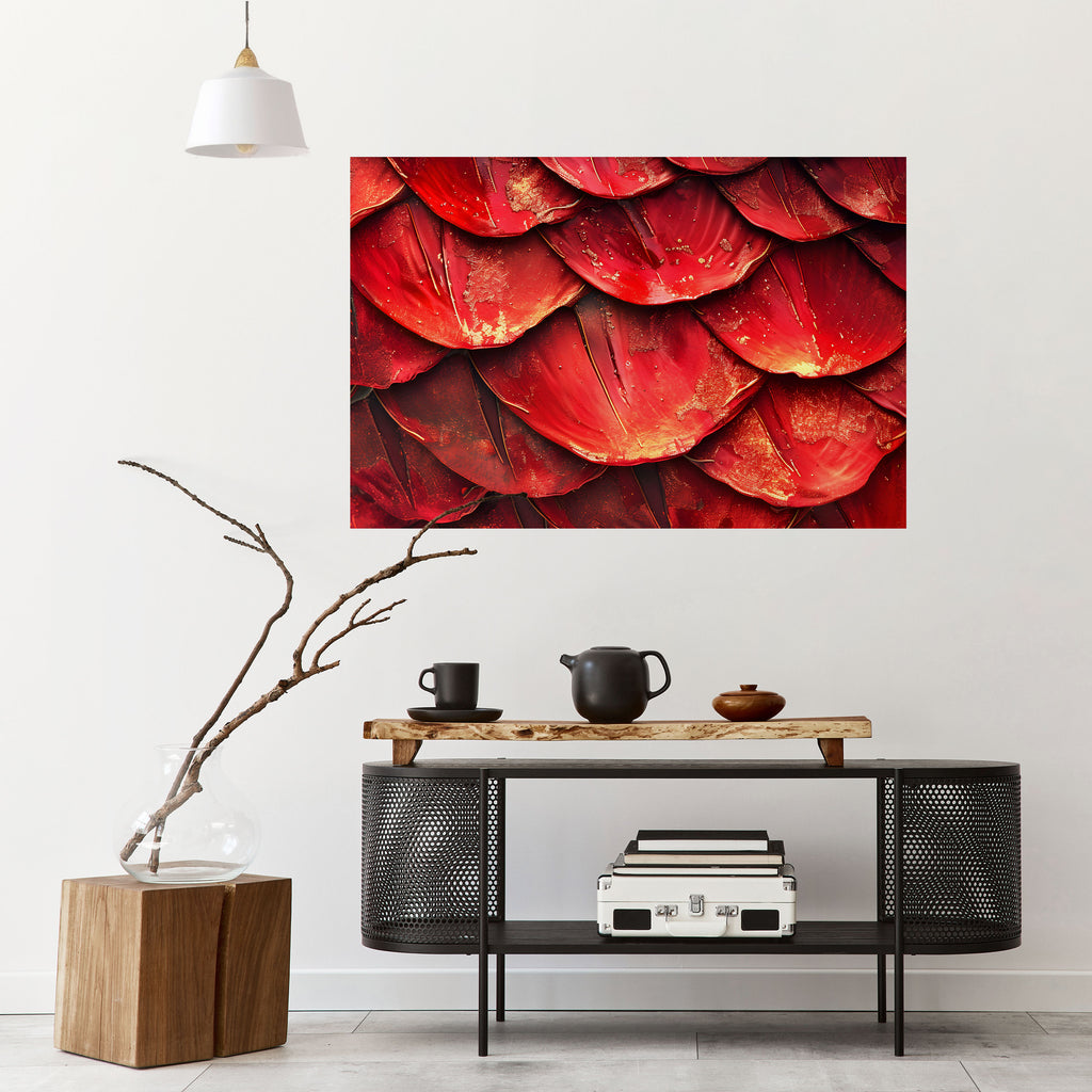 Póster horizontal autoadhesivo "BAILE DE PÉTALOS DE RUBÍ"