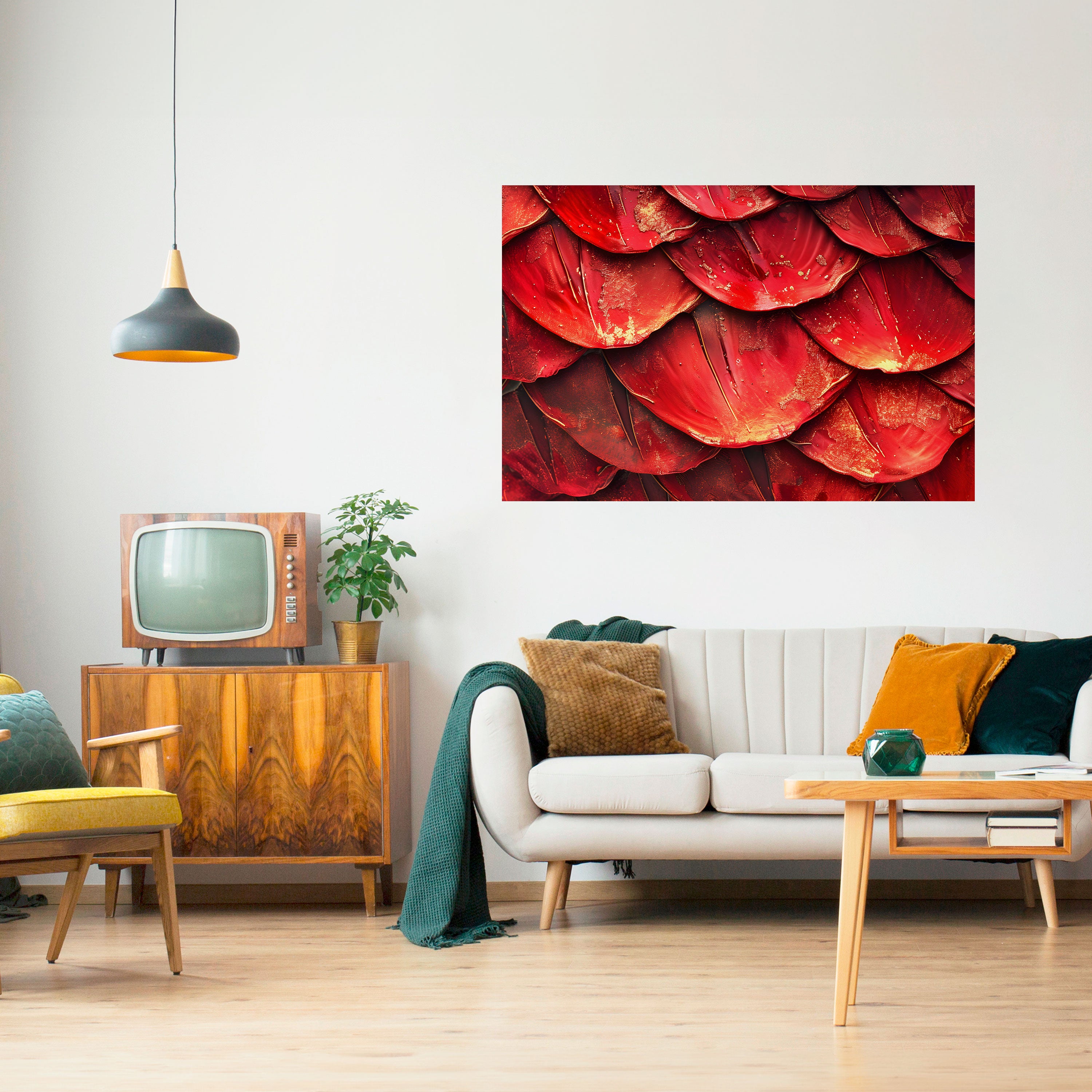 Póster horizontal autoadhesivo "BAILE DE PÉTALOS DE RUBÍ"