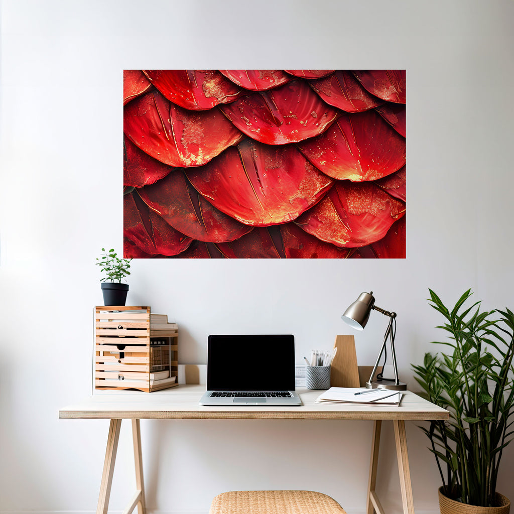 Póster horizontal autoadhesivo "BAILE DE PÉTALOS DE RUBÍ"