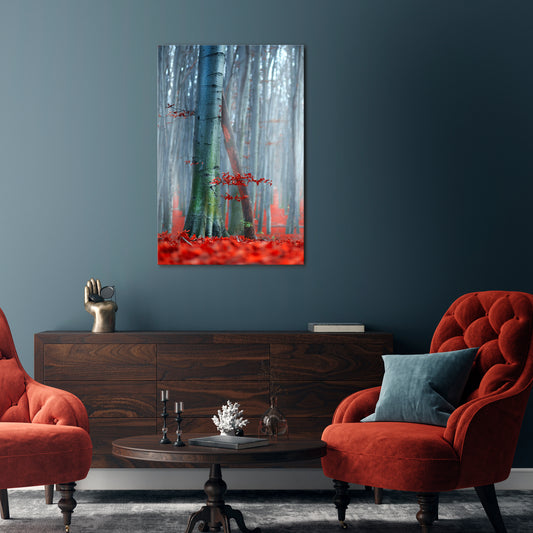 TRANQUIL RED ELEGANCE Cuadro en lienzo vertical