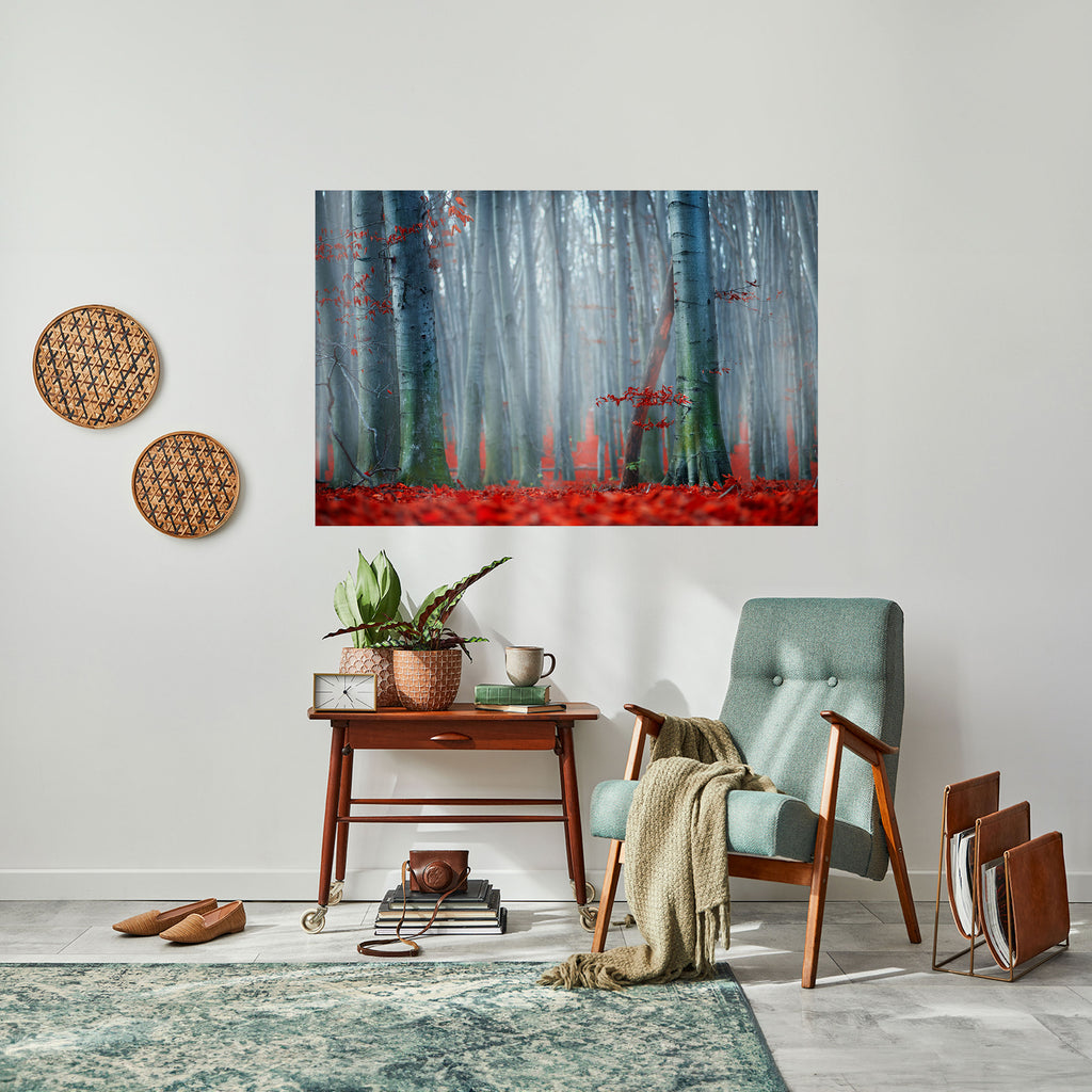 Póster horizontal autoadhesivo TRANQUIL RED ELEGANCE