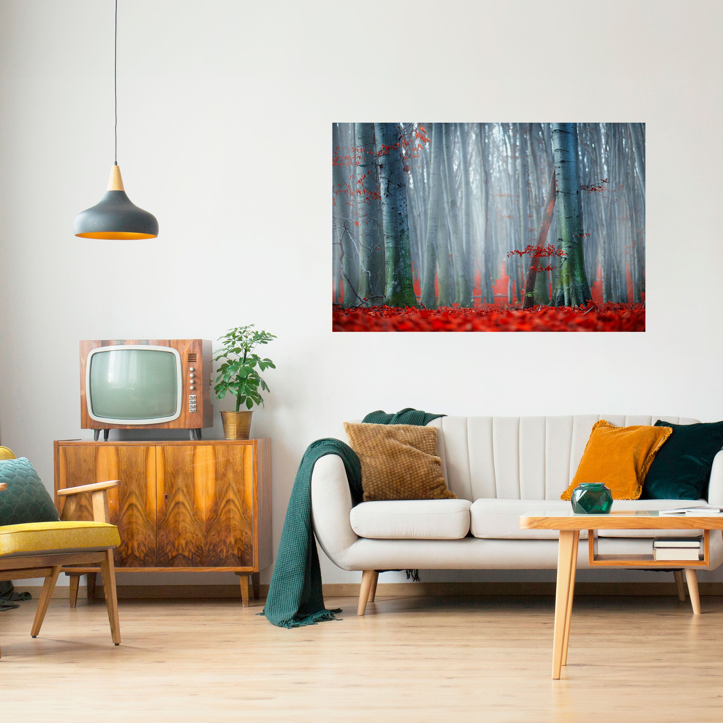 Póster horizontal autoadhesivo TRANQUIL RED ELEGANCE