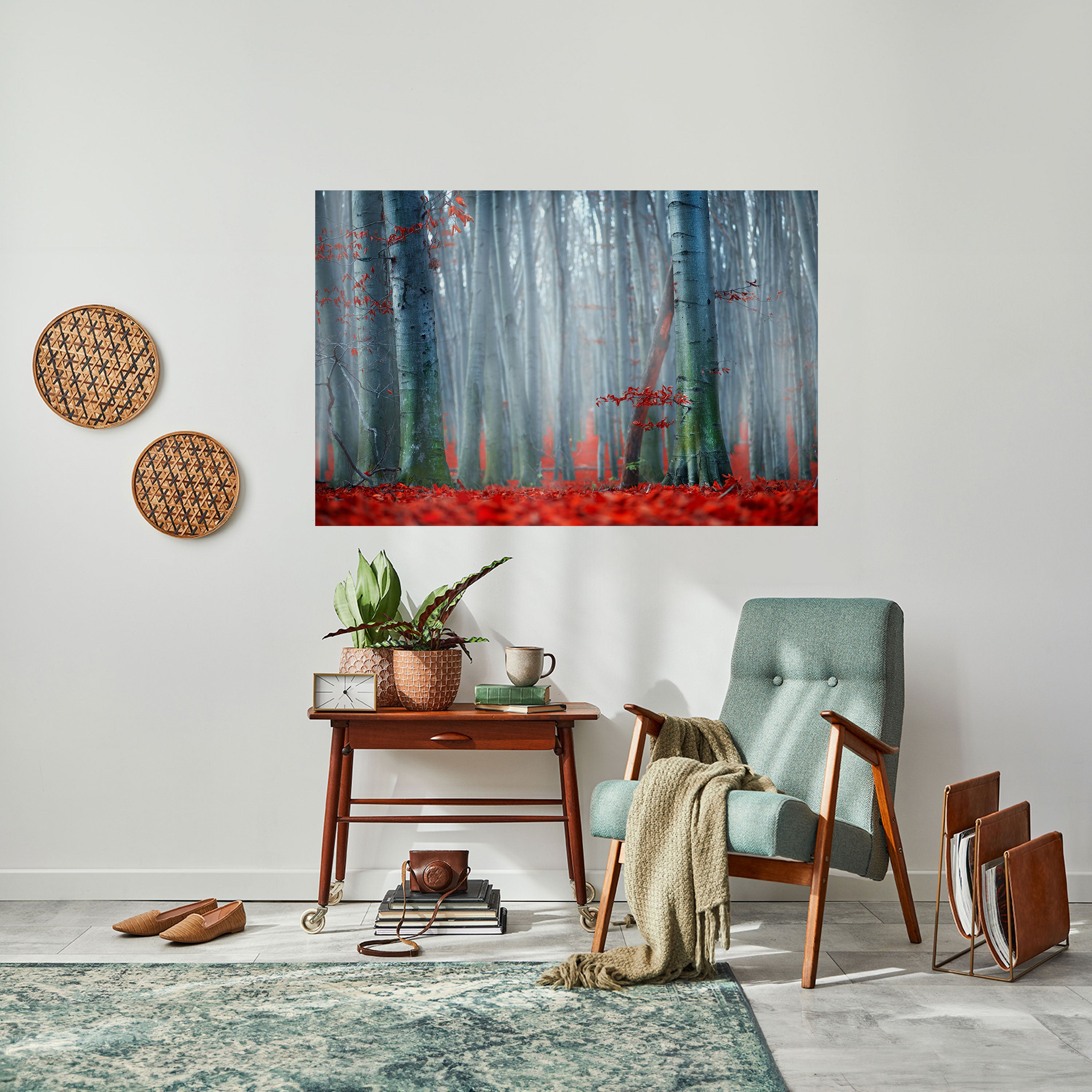 Póster horizontal autoadhesivo TRANQUIL RED ELEGANCE