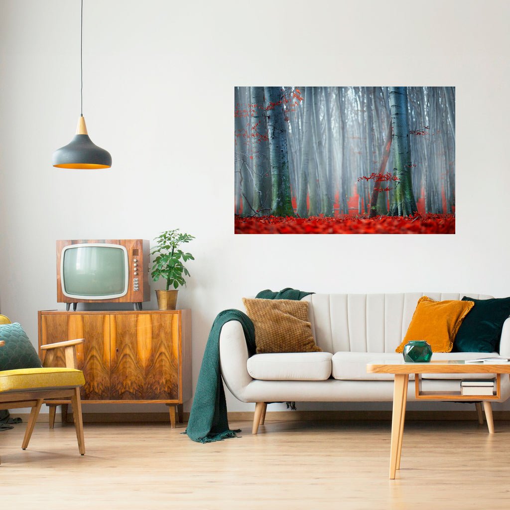 Póster horizontal autoadhesivo TRANQUIL RED ELEGANCE