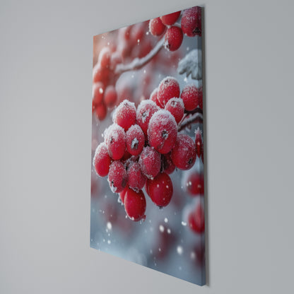 WINTER'S CRIMSON TREASURES Cuadro en lienzo vertical