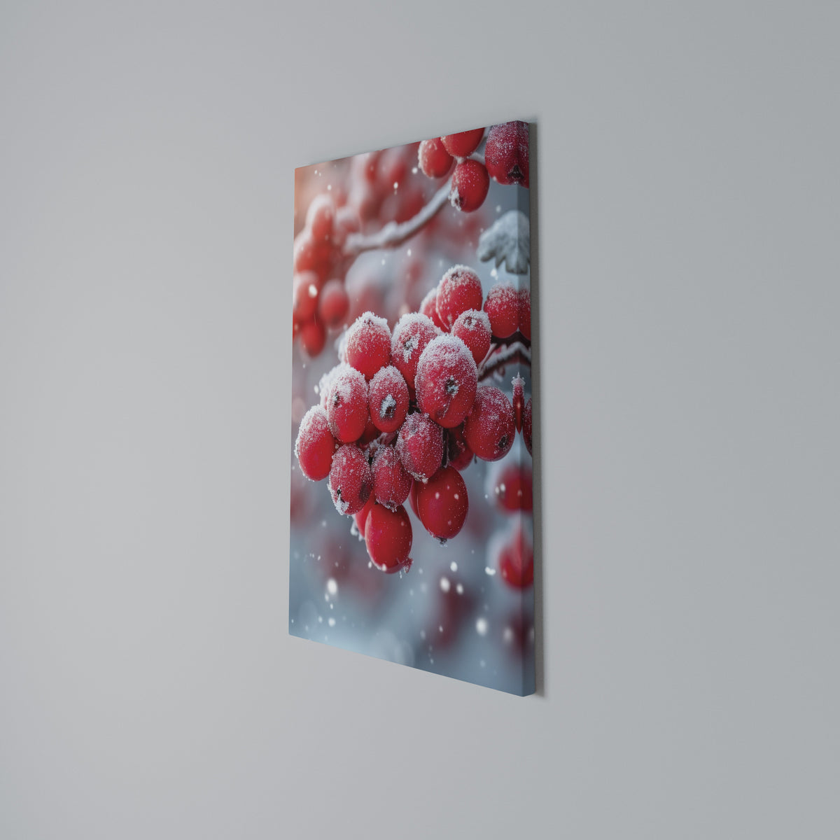 WINTER'S CRIMSON TREASURES Cuadro en lienzo vertical
