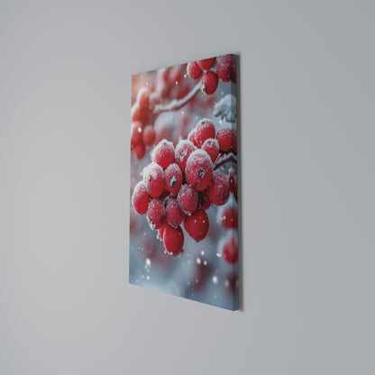 WINTER'S CRIMSON TREASURES Cuadro en lienzo vertical