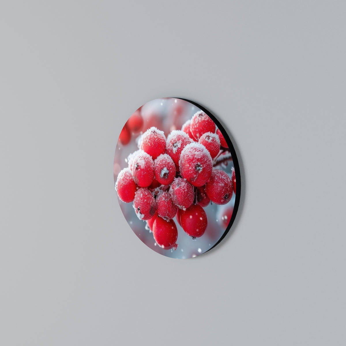 WINTER'S CRIMSON TREASURES Arte de pared redondo