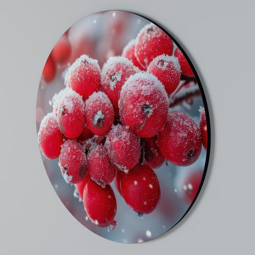 WINTER'S CRIMSON TREASURES Arte de pared redondo