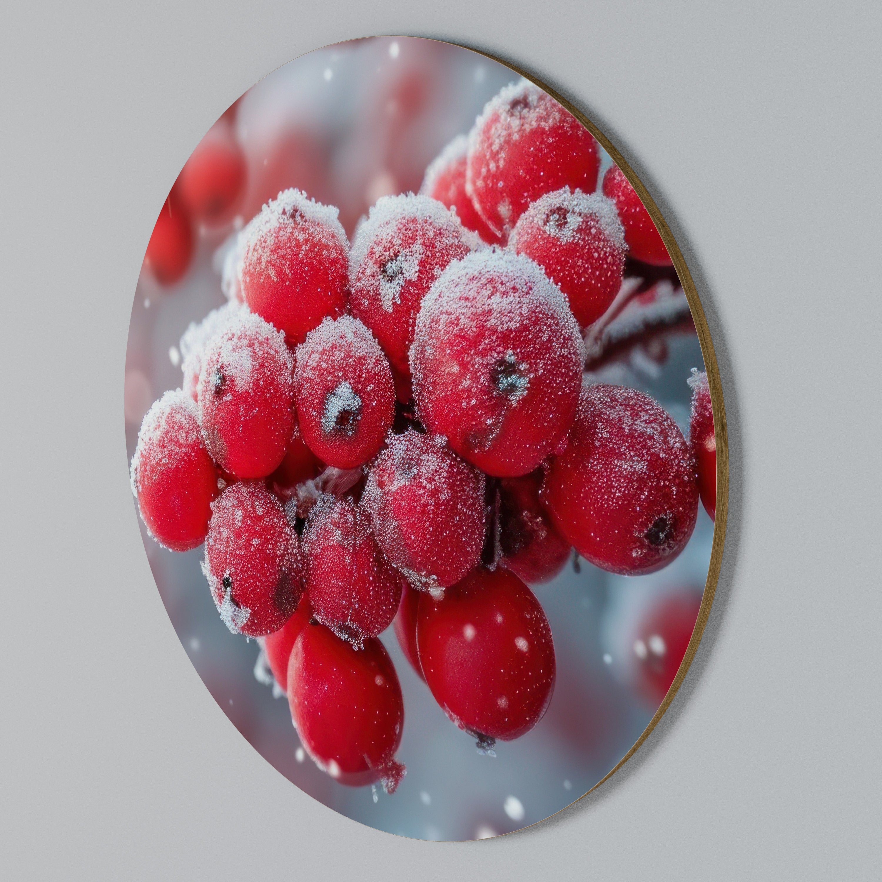 WINTER'S CRIMSON TREASURES Arte de pared redondo