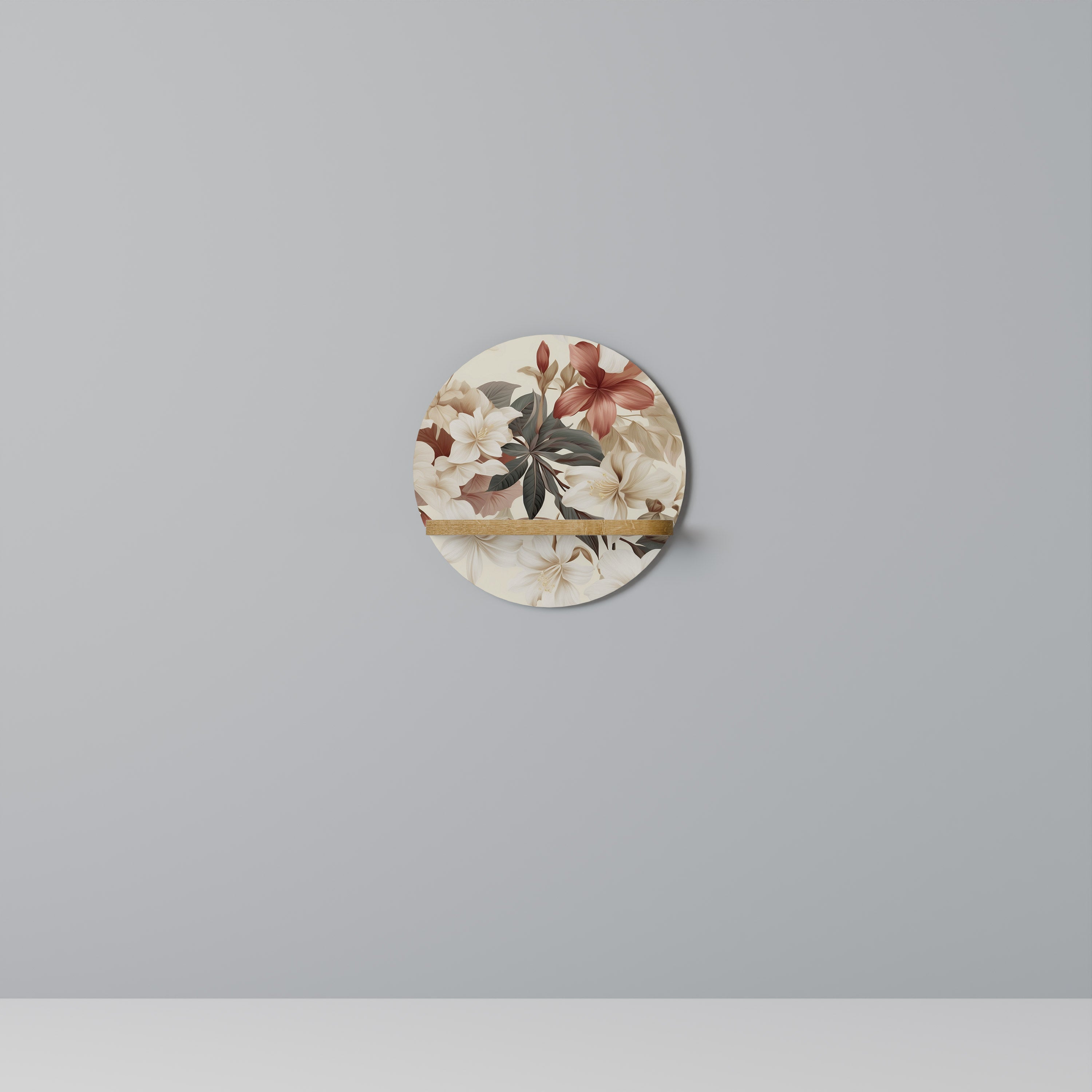 PETAL POETRY Estantería de arte redonda con efecto roble