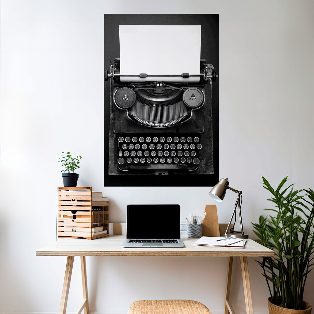 Póster vertical autoadhesivo "Sinfonía de máquina de escribir"
