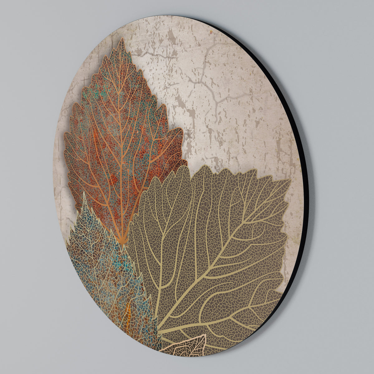 LEAVES OF TIME Arte de pared redondo