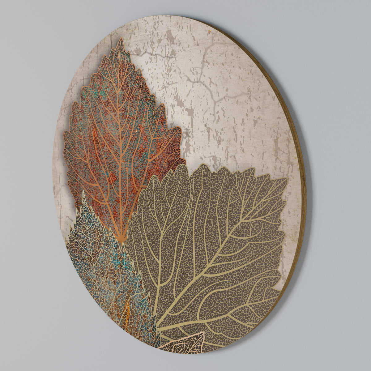 LEAVES OF TIME Arte de pared redondo