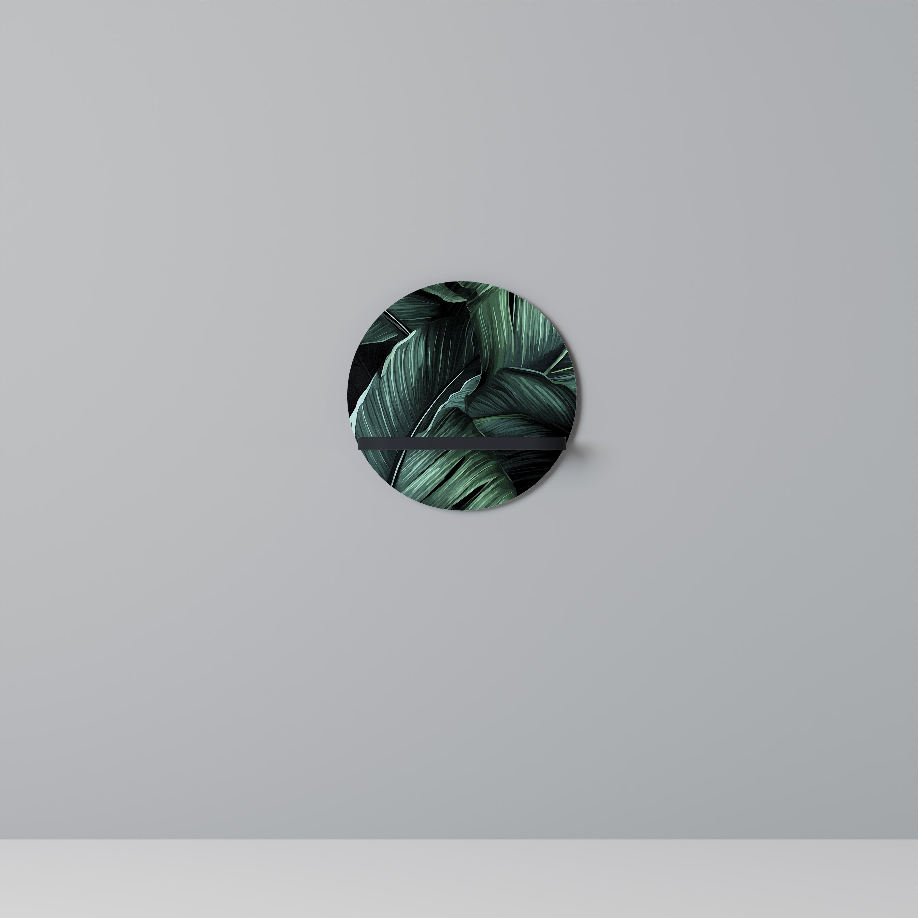 Estantería de arte redonda LEAFY ELEGANCE con acabado negro