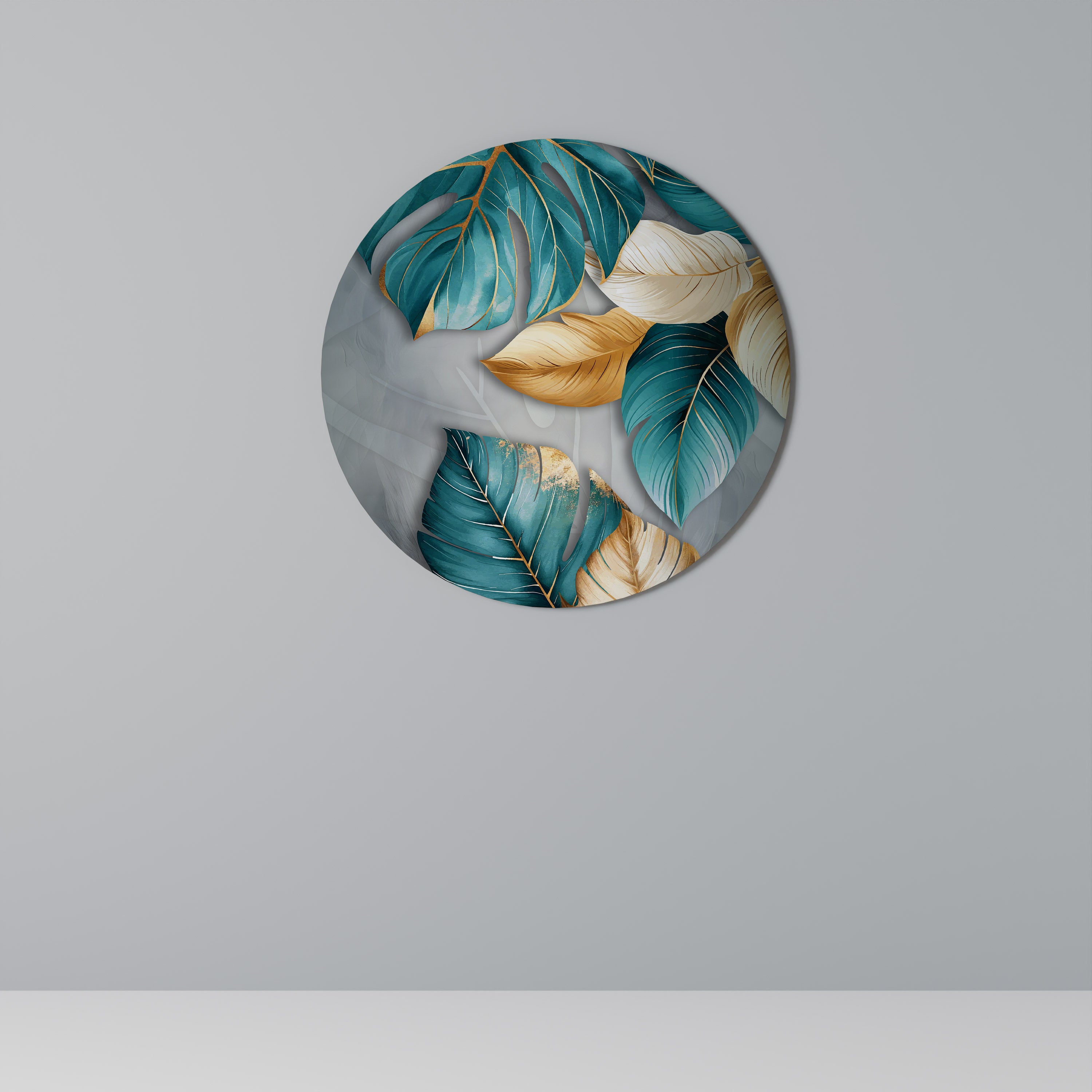 ELEGANCE IN LEAVES Round Wall Art