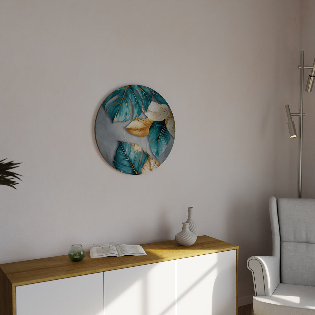 ELEGANCE IN LEAVES Round Wall Art