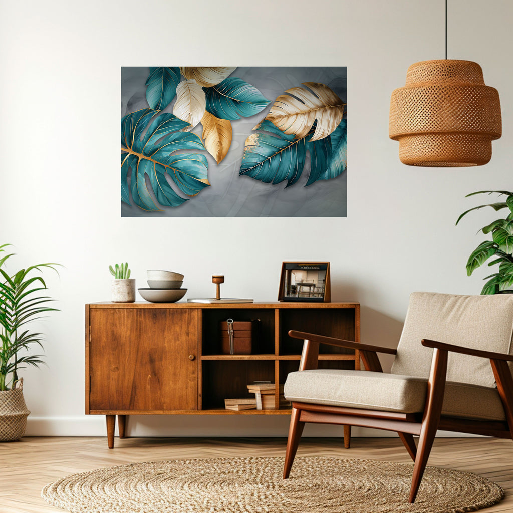 Póster horizontal autoadhesivo ELEGANCIA EN HOJAS