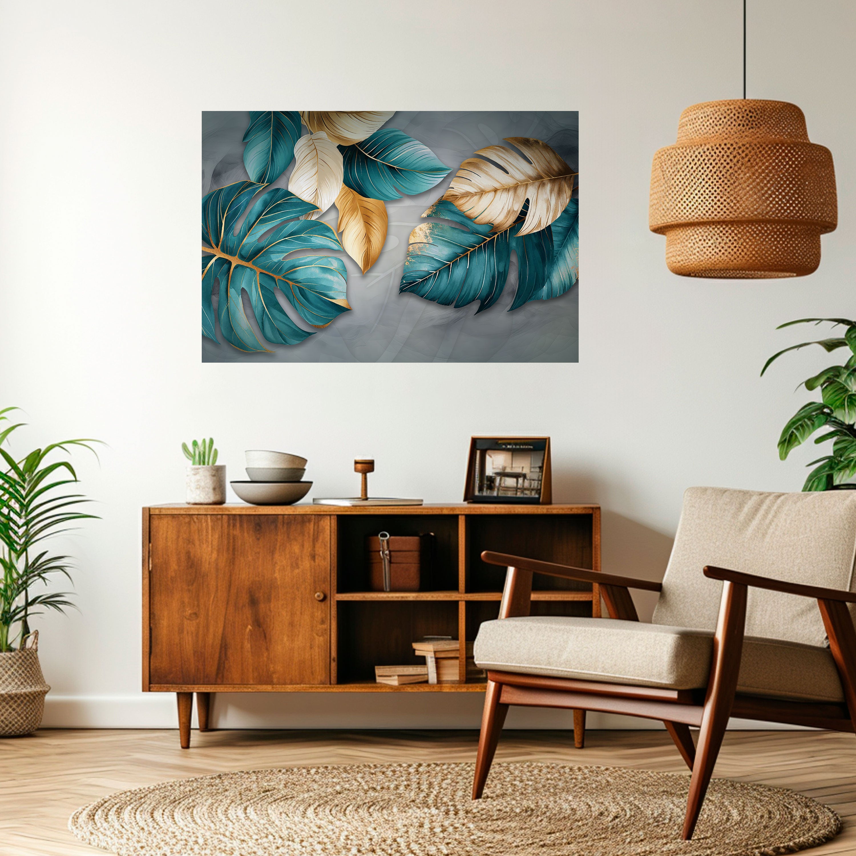 Póster horizontal autoadhesivo ELEGANCIA EN HOJAS