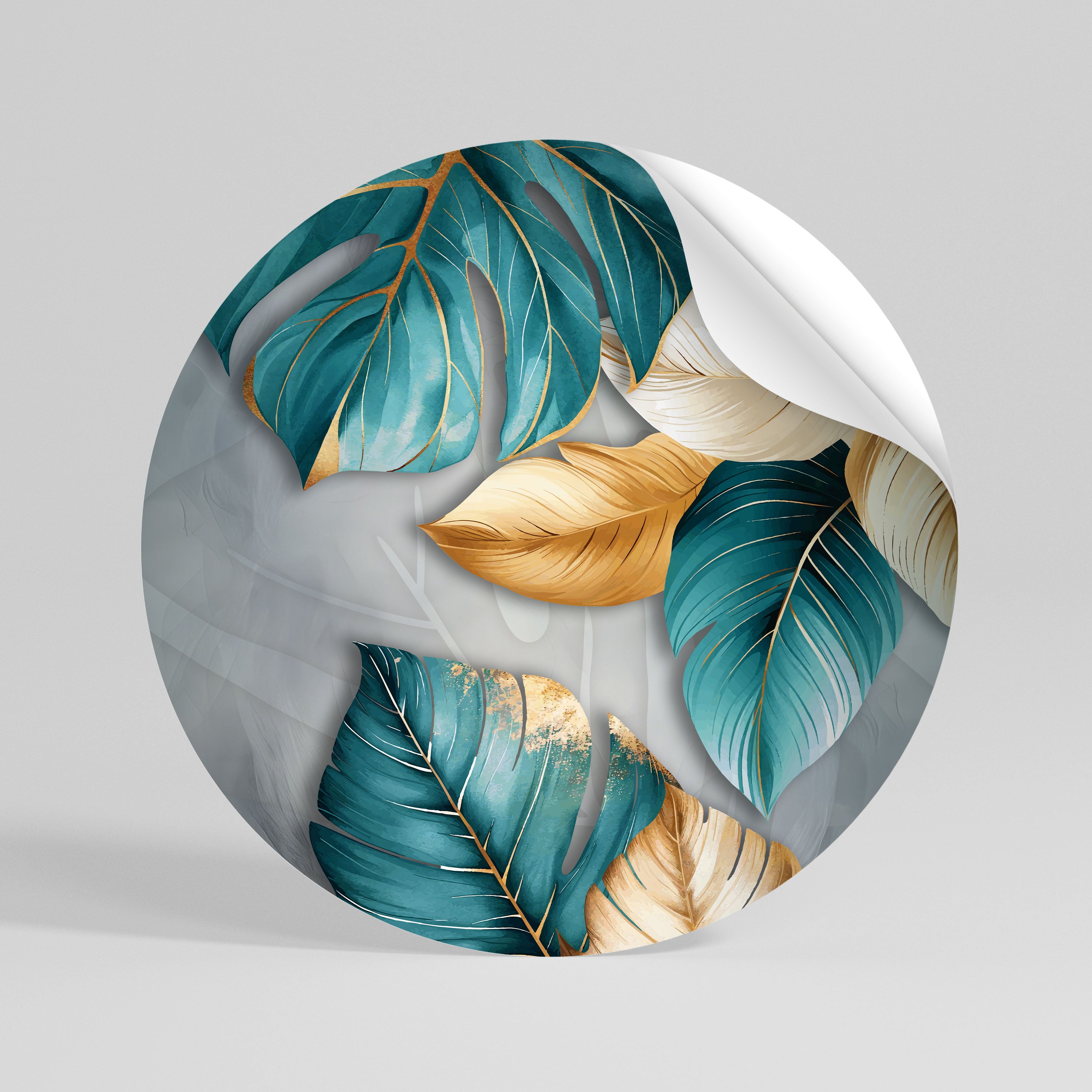 ELEGANCE IN LEAVES Peel and Stick Round Sticker