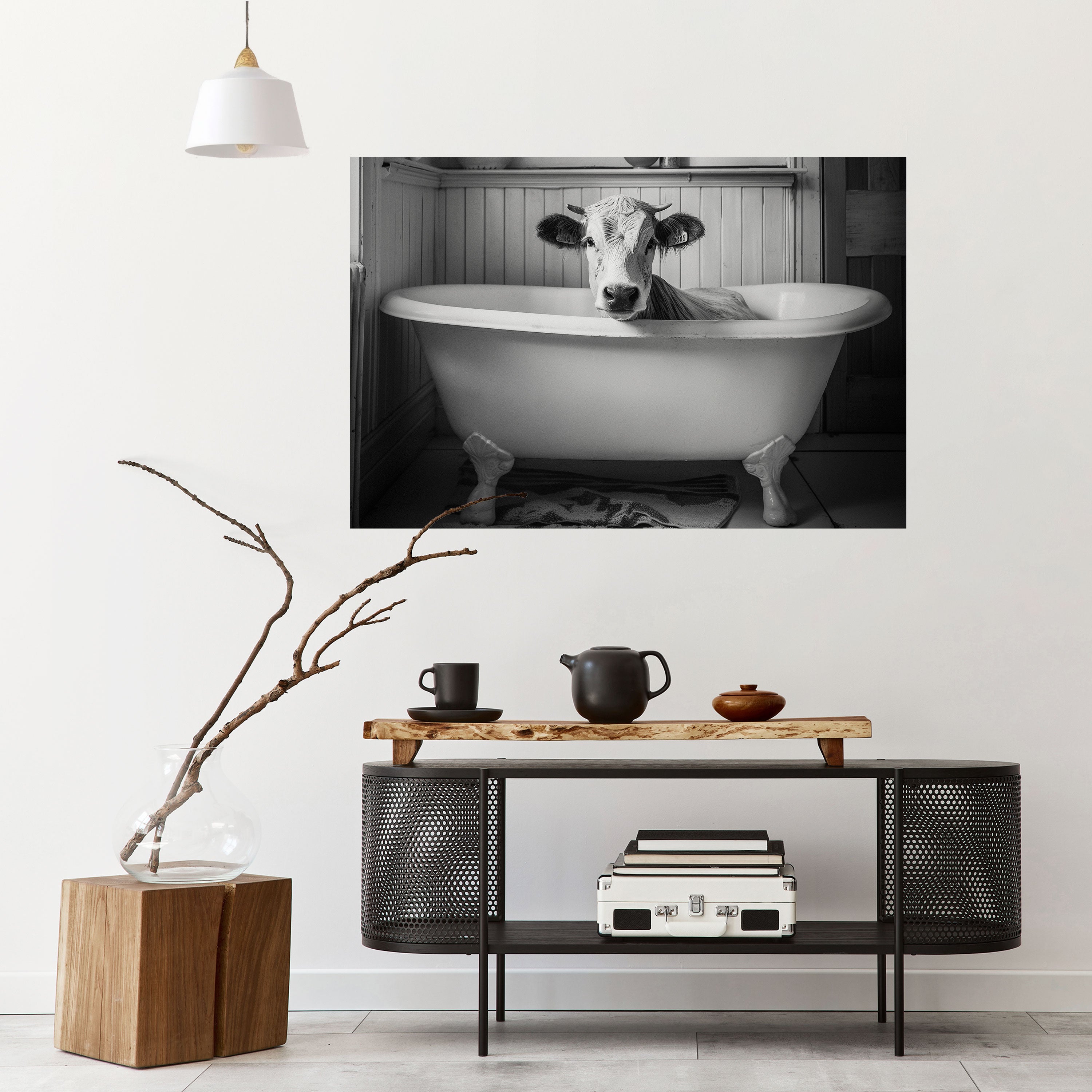 Póster horizontal autoadhesivo "VACA EN RELAJACIÓN"