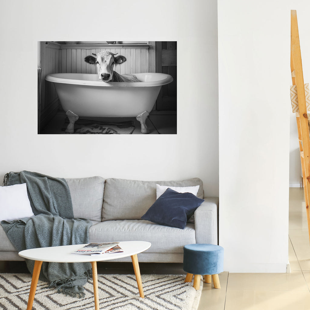 Póster horizontal autoadhesivo "VACA EN RELAJACIÓN"