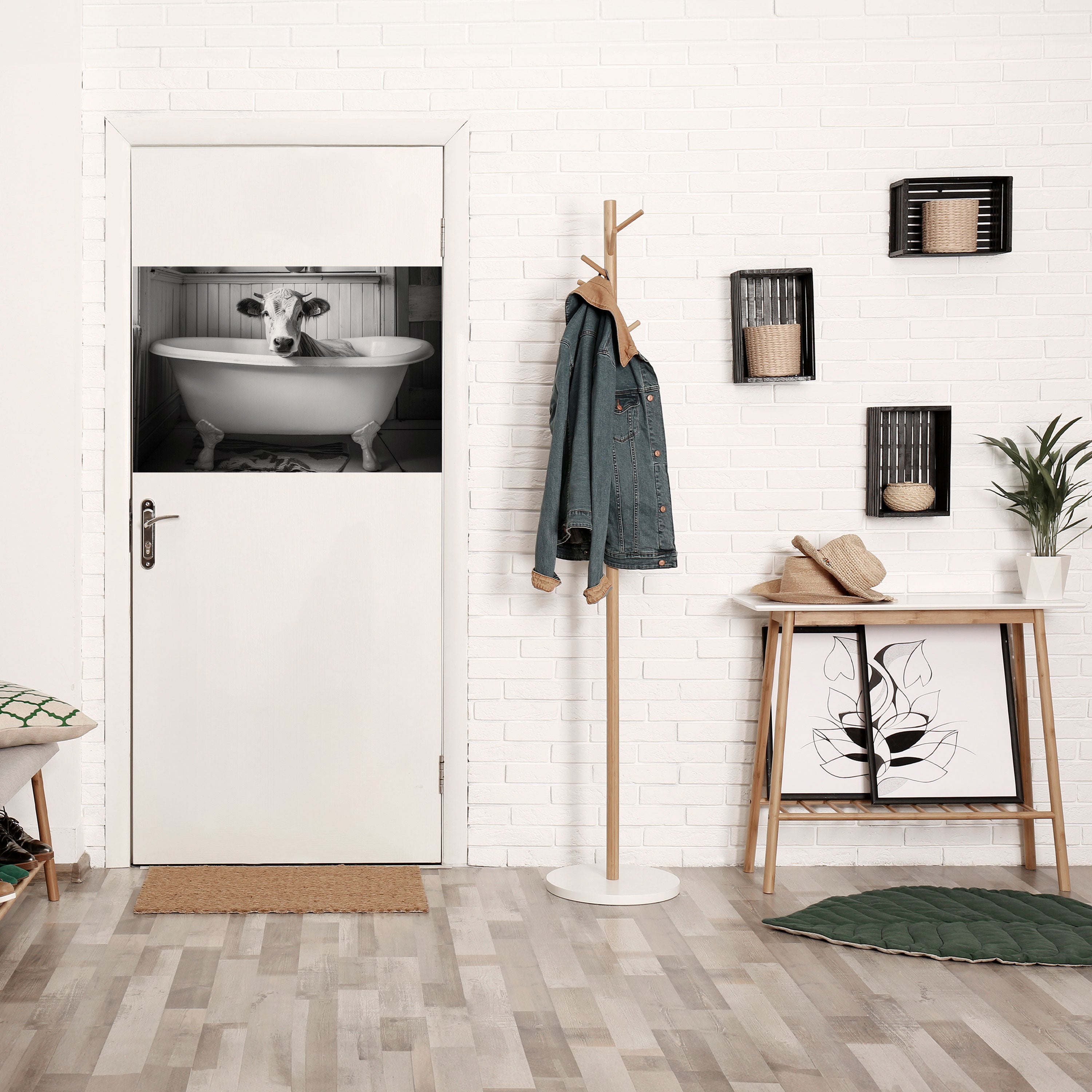 Póster horizontal autoadhesivo "VACA EN RELAJACIÓN"