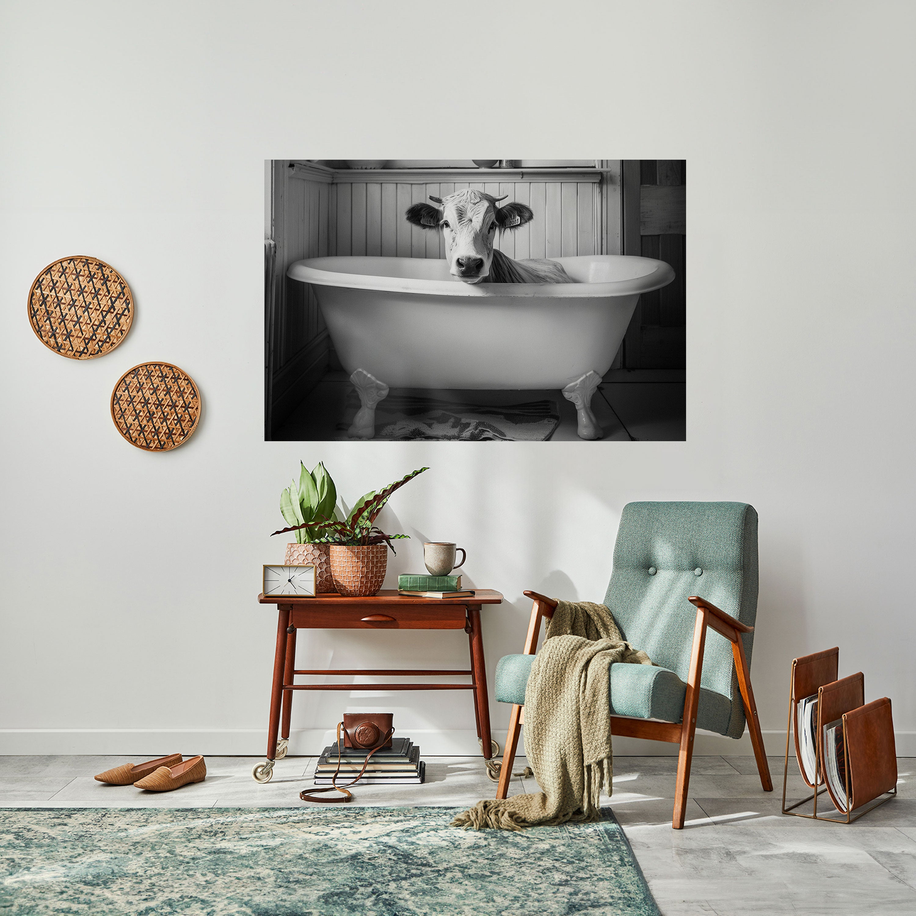 Póster horizontal autoadhesivo "VACA EN RELAJACIÓN"