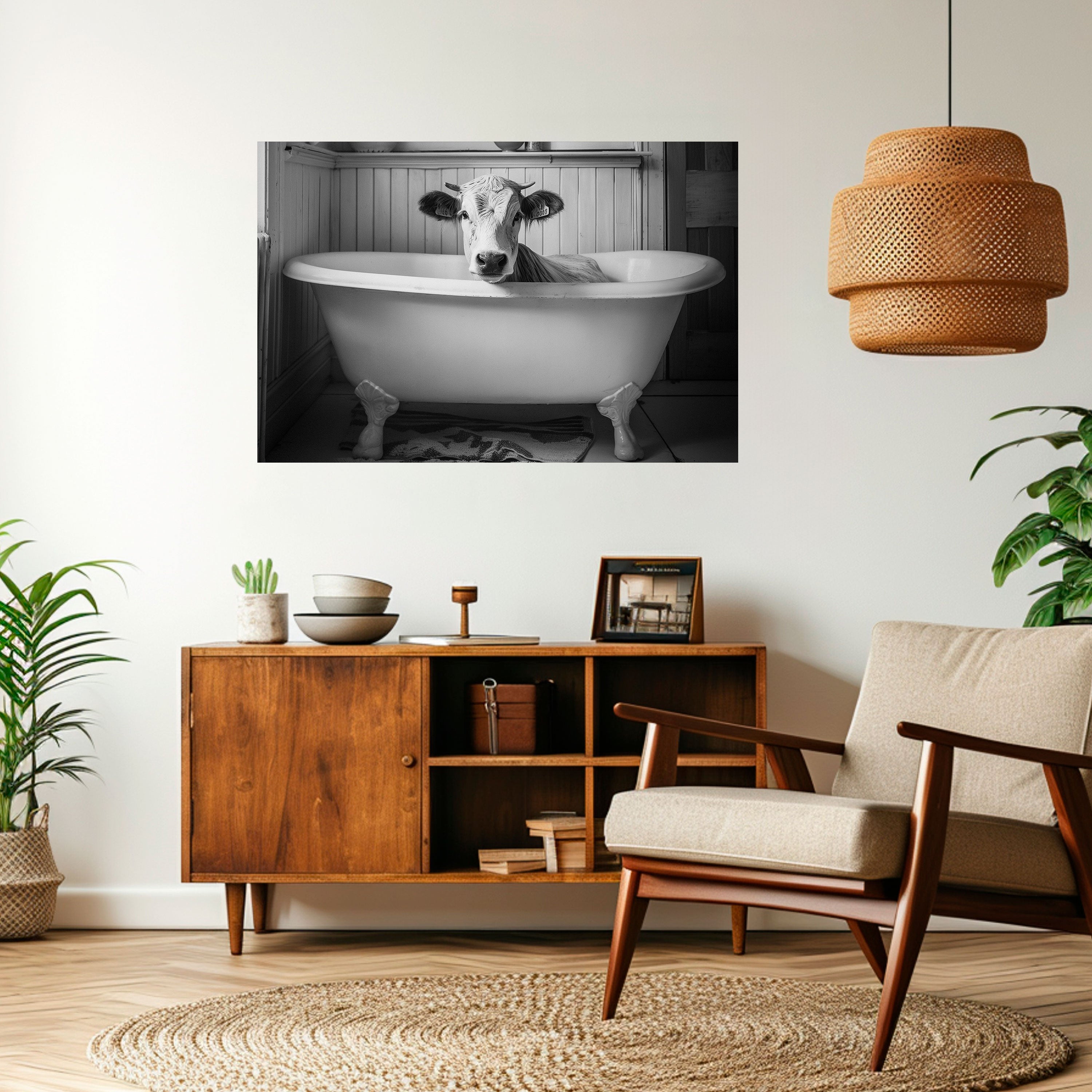 Póster horizontal autoadhesivo "VACA EN RELAJACIÓN"