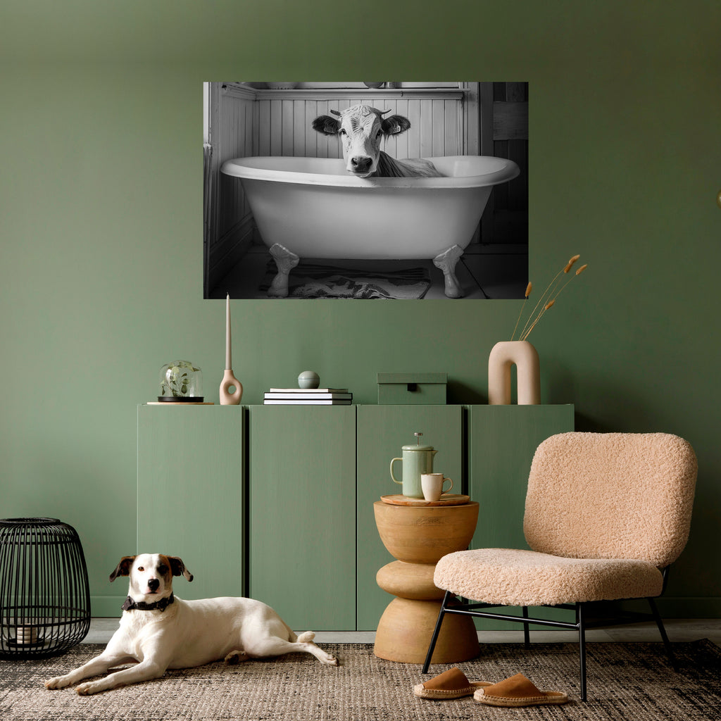 Póster horizontal autoadhesivo "VACA EN RELAJACIÓN"