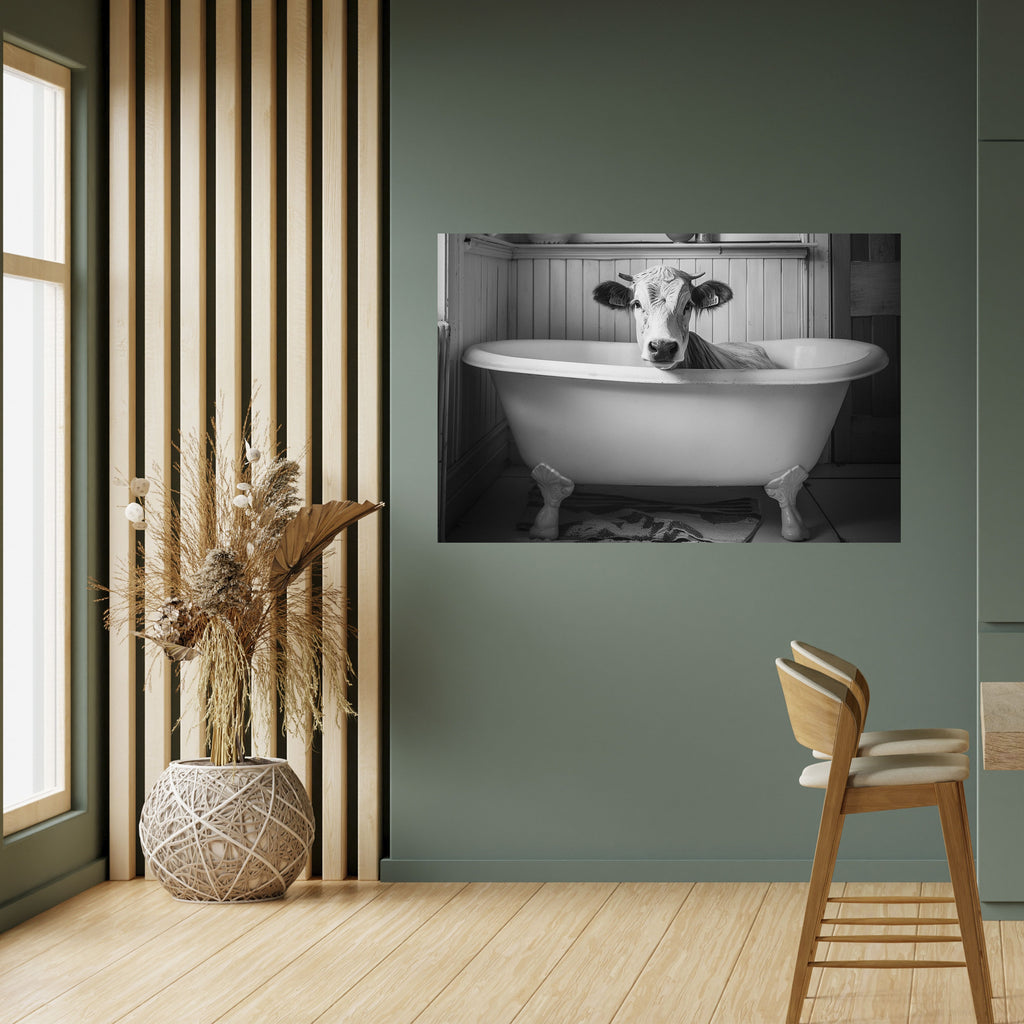 Póster horizontal autoadhesivo "VACA EN RELAJACIÓN"