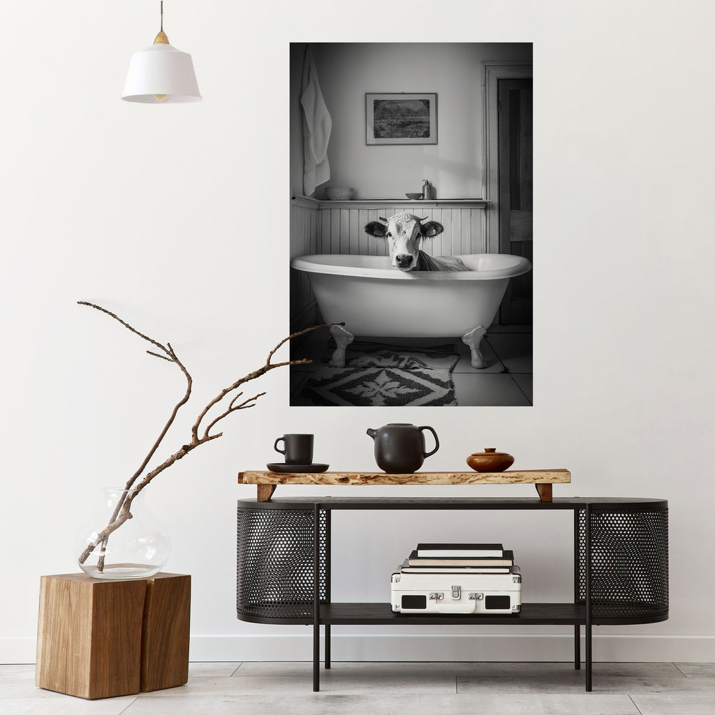 COW IN RELAXATION Peel and Stick Vertical Poster