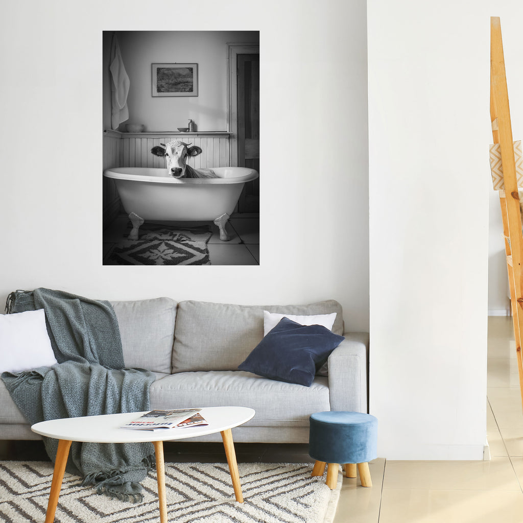 COW IN RELAXATION Peel and Stick Vertical Poster